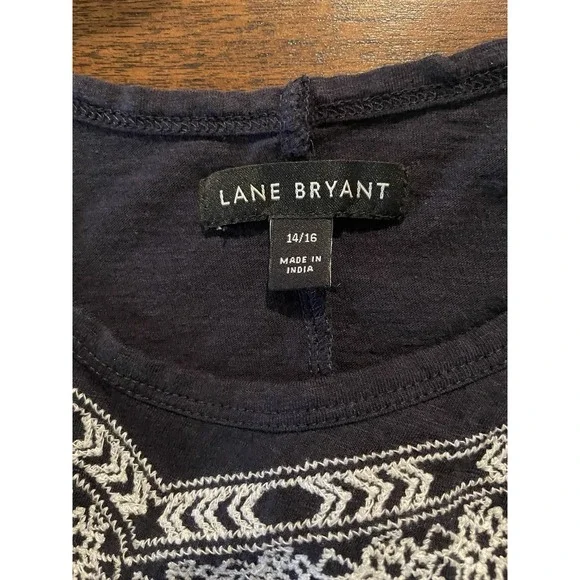 Lane Bryant Woman's Top with Drop Sleeves Size 14/16 Navy Blue Boho Bohemiem - Picture 7 of 9